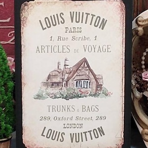 Paris Decor, Vintage French Luggage Sign, Rustic Tuscan, French Country, Paris Bedroom, Victorian French Designer Luggage, London Paris