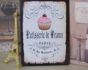 Cupcake Decoration SIGN kitchen PATISSERIE FRANCE Bakery French Pink Wall Decor Vintage Bakery Patisserie Birthday Party Cupcake Decor