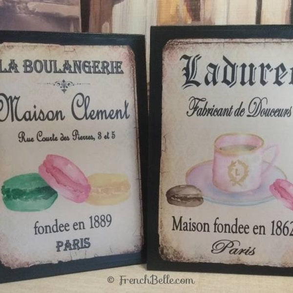 Paris Macaron Wall Set, Paris Macarons, French Kitchen Decor Artwork, Wall Art, French Cafe Wall Decor, La Boulangerie, French Bakery, Cafe