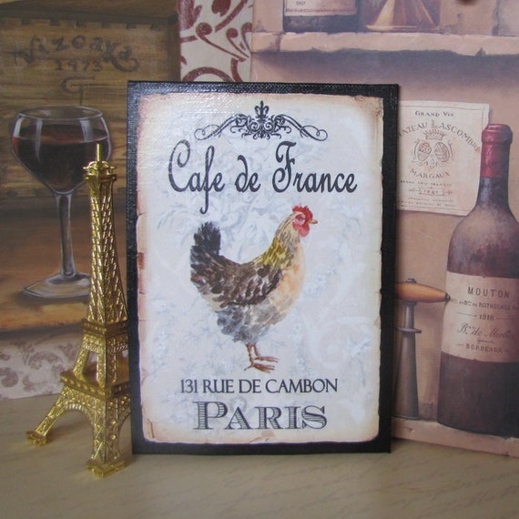 French Cafe Rooster Sign Farmhouse Kitchen Decor Shabby Etsy