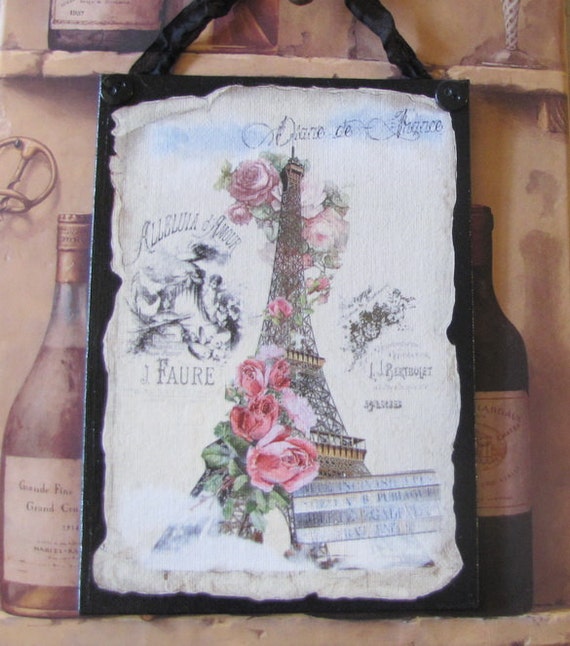 Paris Bedroom Decor Romantic French Decor Eiffel Tower Decor French Country Eiffel Tower Sign Pink Roses Shabby Cottage Chic Victorian