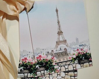 Paris Eiffel Tower Gift Tags: Set of 12 French Party Favors Journal Cards Paris Bookmark