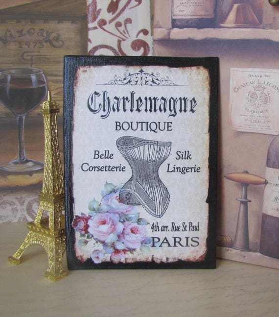French Corset Sign Paris Decor French Bedroom Decor Wall Art Paris Bedroom Decor Pink Roses Black Vintage Corset Steampunk Victorian