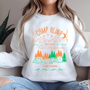 Benutzerdefinierte Bachelorette Camp Party Sweatshirt, Benutzerdefinierte Lager Rundhalsausschnitt, Brautjungfer Party, Retro Lagerparty, Bach-Party Rundhalsausschnitt, Lager Bachelorette