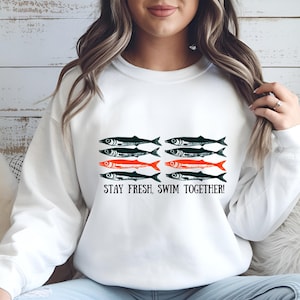 Sardine Unisex Sweatshirt,Fish Sweatshirt,Gift for fish lovers,vintage sardine,funny fish sweatshirt,retro fish sweatshirt,sealife