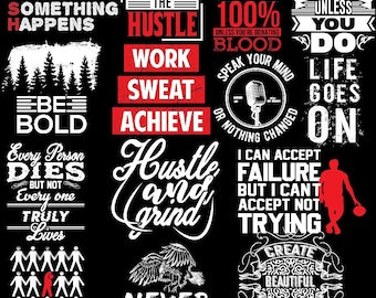 Motivational Quotes PNG Bundle | Inspirational T-Shirt Designs (Digital Download)