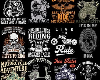 Motorcycle PNG Bundle | Biker T-Shirt Designs (Digital Download)
