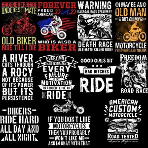 Motorcycle PNG Bundle | Biker Designs, Rider Quotes (Digital Download)