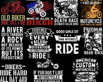 Pacote de imagens PNG de motocicletas | Desenhos de motociclistas, frases de motociclistas (Download digital)