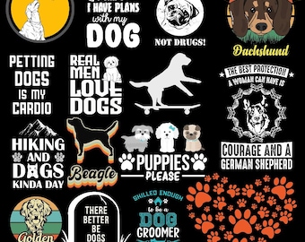 50 Dog Lover T-Shirt Designs | Funny Dog Quotes | Pet Mom PNG Bundle | Rescue Dog Designs | Digital Download for Cricut & Sublimation
