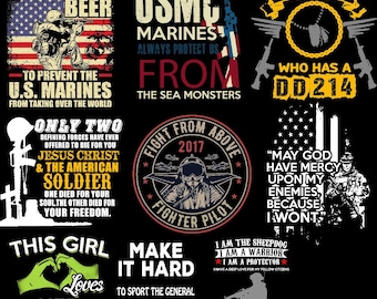 Military PNG Bundle | Veteran T-Shirt Designs (Digital Download)