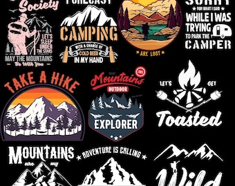 Camping T-Shirt Designs | Adventure PNG Bundle (Digital Download)