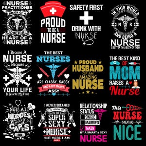 Nurse PNG Bundle | Funny RN, Medical Designs (Digital Download)