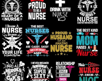 Nurse PNG Bundle | Funny RN, Medical Designs (Digital Download)