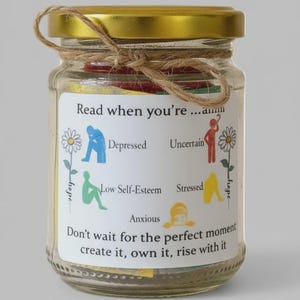 Słoik z afirmacjami – 30 inspirujących cytatów o dbaniu o siebie, spersonalizowany prezent