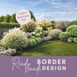 Hydrangea Border Design | Soft White & Deep purple Garden Bed (PDF)