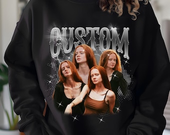 Custom Photo Sweatshirt, Vintage Style Bootleg Tee, Valentines Day