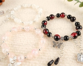 Beautiful Heaven Official’s Blessing style bracelets, handmade, butterflies, Tian guan ci fu, tgcf, Hua Cheng, Xie Lian