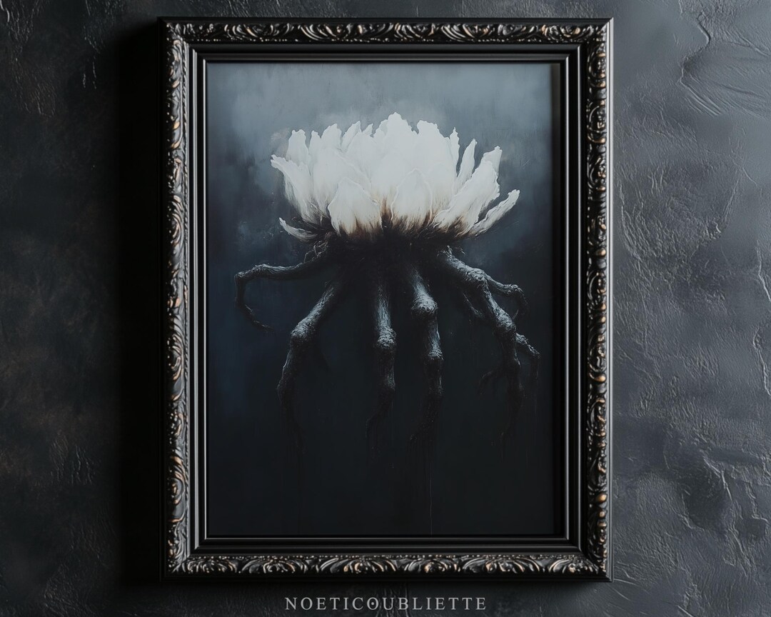 Dark Academia Wall Art Print - Surrealist Flower Printable Painting ...