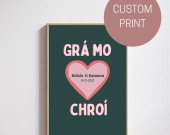 Custom Irish Love Print with Names & Date - Grá Art (Digital Download