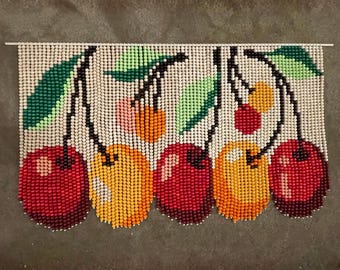 Handmade Cherry Beaded Curtain | Bohemian Door Window Valance