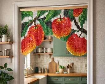 Handmade Peach Beaded Curtain | Bohemian Door Window Valance - Etsy