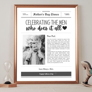 Father’s Day Newspaper Canva Template – Personalized Gift for Dad, Printable Keepsake, Custom Vintage Editable Newspaper