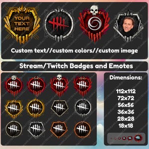 Puede incluir: Un conjunto de 10 insignias y emoticonos de Twitch con un diseño de calavera y huesos cruzados en varios colores y tamaños. Las insignias están disponibles en los siguientes tamaños de píxeles: 112x112, 72x72, 56x56, 36x36, 28x28 y 18x18.