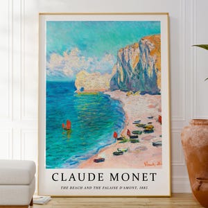 Impresión de vista de playa de Claude Monet, póster digital de descarga de paisaje costero, obra impresionista con vistas al mar, decoración de pared con relajantes vistas al océano, regalo