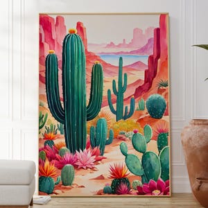Kaktus Poster, Wüstenkaktus Poster, Mexikanische Kunst, Botanische Galeriewand, Natürliches Kunstwerk, Geschenk für Sie, Digital