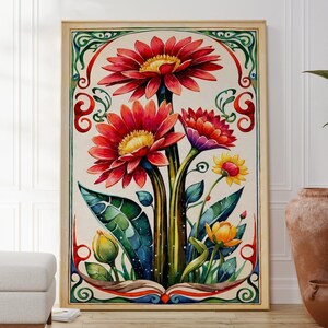 Original mexikanischer Kaktus Poster, Wüsten Kaktus Poster, Buntes Botanisches Wanddekor, Natur inspiriert, lebendige Kunst, Geschenk für Sie und Ihn