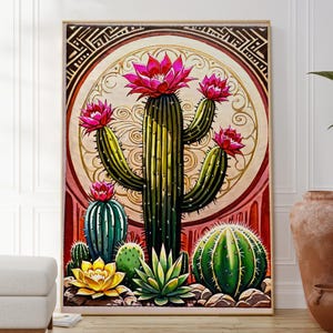 Mexikanische Kaktus Poster, Wüsten Kaktus Kunstwerk, Natürliche Wand Dekoration, Botanisches Kunstwerk, Geschenk für Sie, Beliebte Moderne Kunst