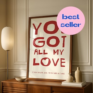 Romantic Lyric Print Indie Music Inspired Wall Art Digital Download 4 sizes