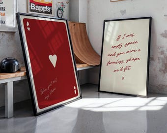 Romantic Ace of Hearts Card Print: Modern Love Wall Art (Digital Download) 50x70cm