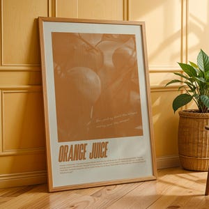 Orange Juice Stick Saison Kunstdruck A3 Größe (30x42 cm) + 56,7x71 cm Minimalistische Wandkunst für Musikliebhaber - Warm und retro