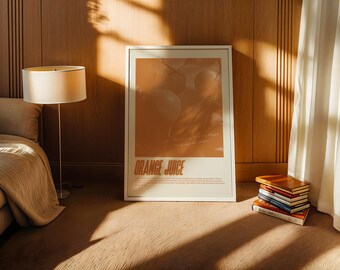 Orange Juice Stick Saison Kunstdruck: Warmes Retro Musik-Liebhaber-Wanddekor