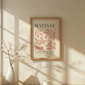 Pink Matisse-Inspired Abstract Art Print – Cut-Out Style Poster – &quot;Couleur & Joie&quot; – Minimalist Wall Art