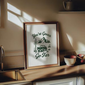 You'll go far - Stick Season - Digital Print Download Poster Niedliche Auto Illustration