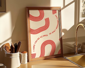 Indie Music Lyric Red Art Print – Minimalist Scandinavian Design 11x14 Digital Download