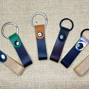 Leather key ring handmade in France