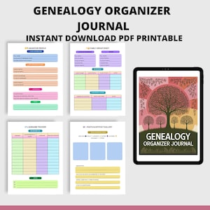 Genealogy Tracker | Letter Size 8.5&quot; x 11&quot; | Ancestry Printable Planner Inserts with Family Tree| Ancestry Printable Planner  Family Story.