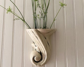 White Decorative Wall Hanging Flower Vase,  Ceramic Hanging Flower Sconce Decor