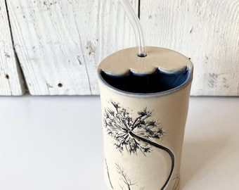 Handmade Ceramic Travel Mug with Straw, a reusable on-the-go coffee cup
