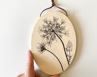 Botanical ceramic wall hanging