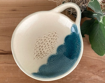Ceramic garlic grater dipping dish, garlic and oil appetizer dipping bowl for hostess gift
