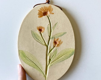 Botanical ceramic wall hanging