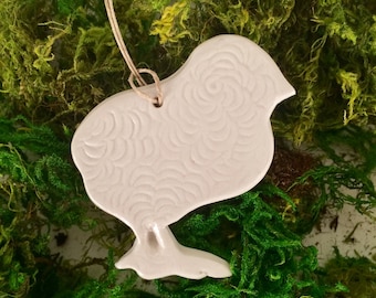 Porcelain Easter Chicken Ornament, Easter Egg Tree Ornament for White Spring Chicken decor
