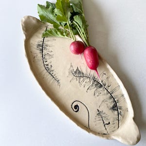 Handmade Ceramic Serving Tray with Handles: Farmhouse Kitchen Decor