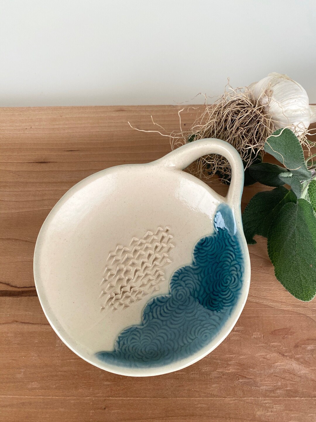 Ceramic Garlic Grater Dipping Dish Garlic and Oil Appetizer Etsy