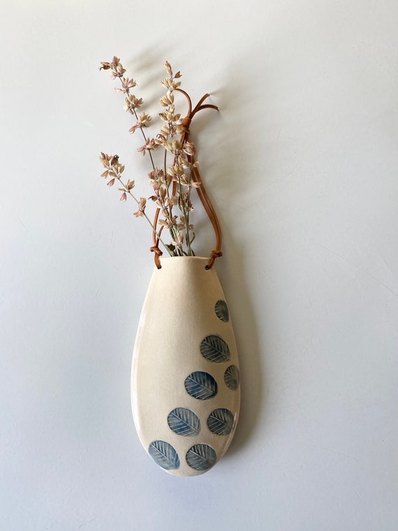 White Decorative Wall Hanging Flower Vase, Minimalist Ceramic and